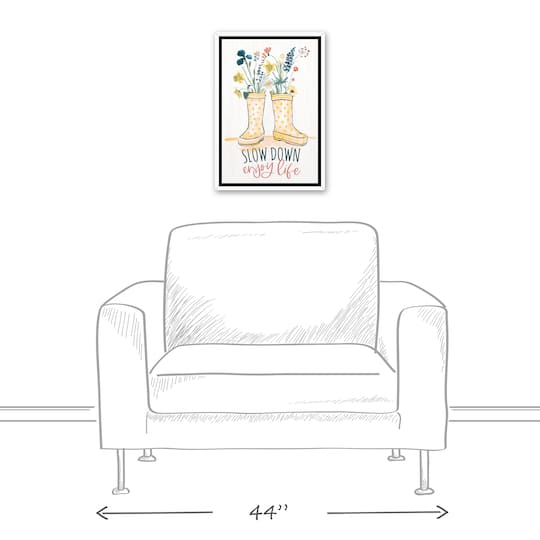 Slow Down Enjoy Life White Floating Framed Canvas Wall Art